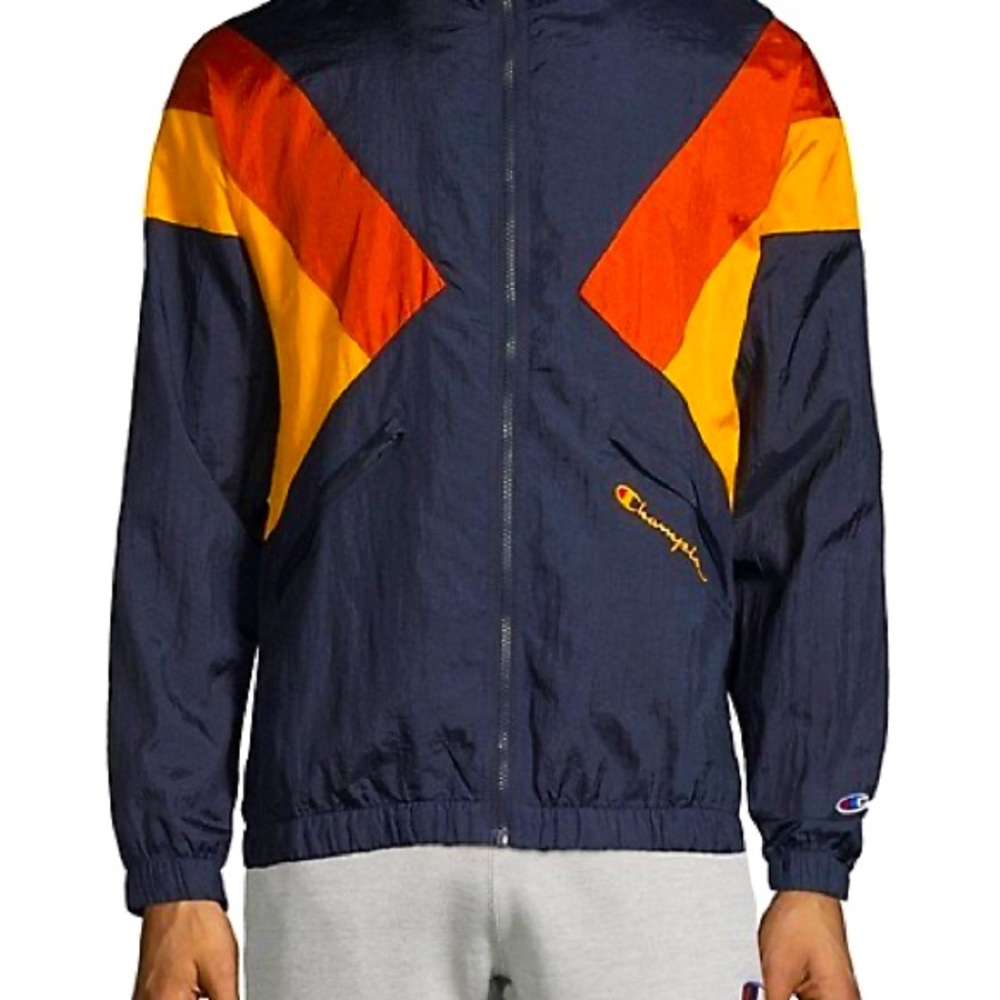 Vintage-Style Champion M Windbreaker Jacket